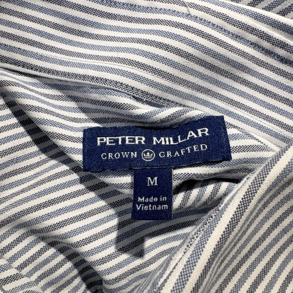 Peter Millar Crown Crafted Shirt Men's M Button Up Long Sleeve Blue Striped - Picture 8 of 12